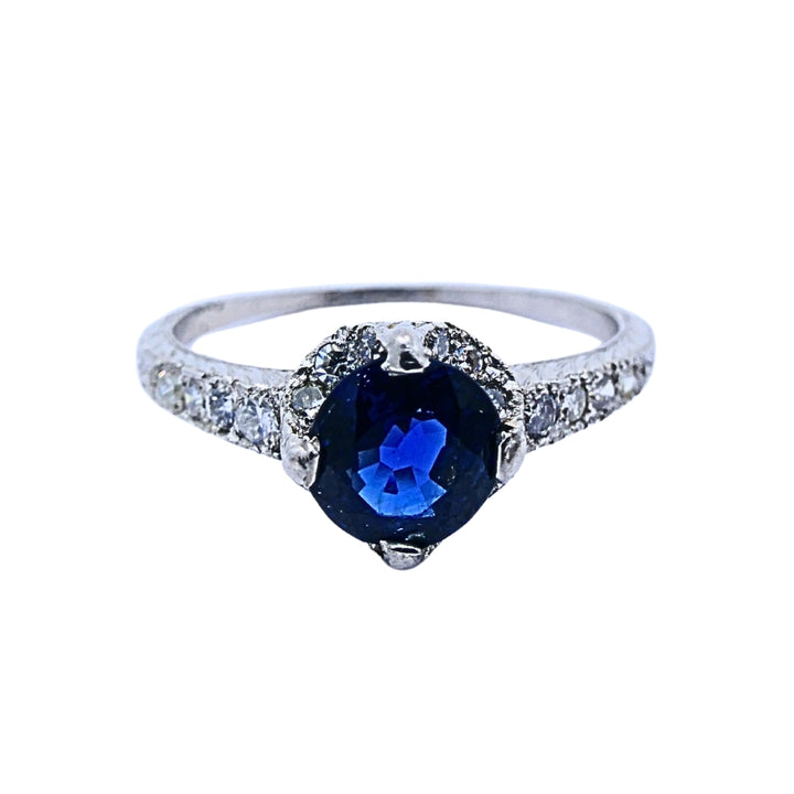 Art Deco Ring Diamond Platinum Sapphire