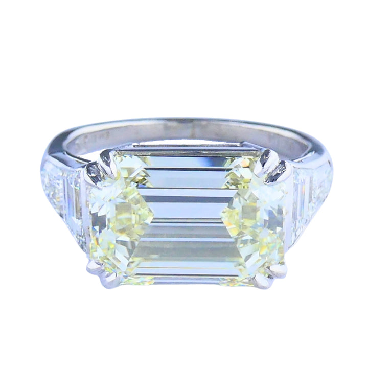 Vintage Platinum Engagement Ring Emerald Cut Diamond 6.28cts Estate Jewelry