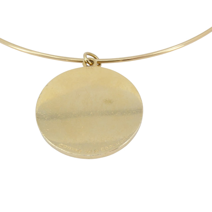 Vintage 14k Gold Pisces Charm Pendant Wire Necklace circa 1950s