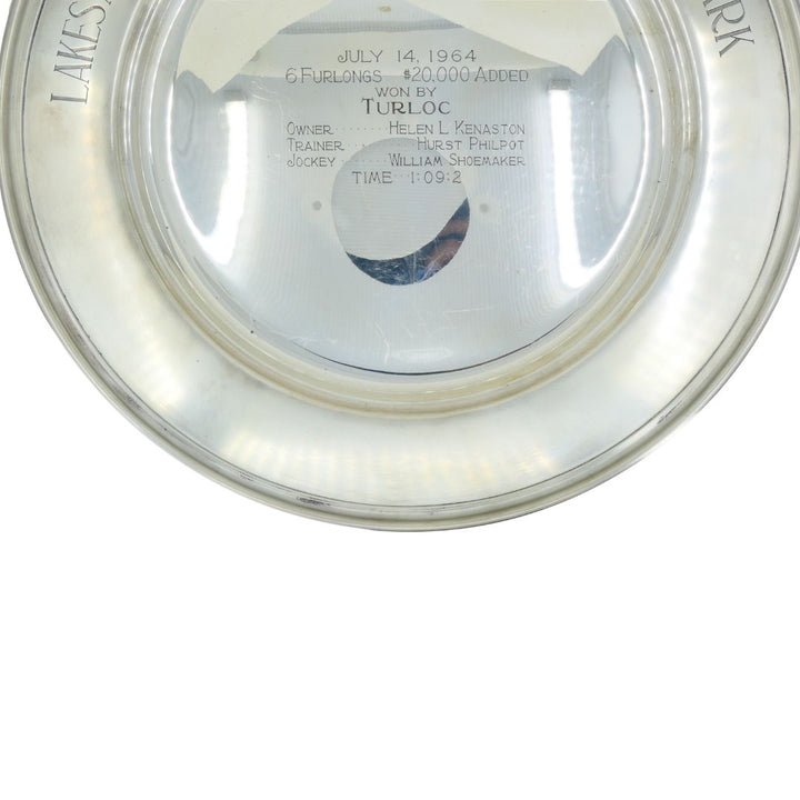 1964 Sterling Silver Lakes and Flowers Handicap Hollywood Park Trophy Plate