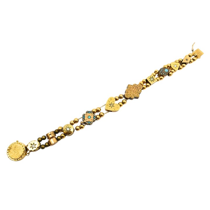 Antique 14k Gold Slide Bracelet Gemstones