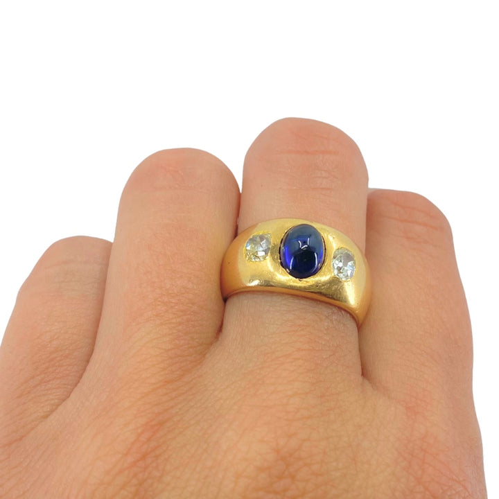 Vintage Gold Ring Three-Stone French Band