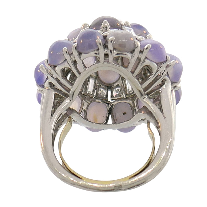 Vintage Oscar Heyman Star Sapphire Diamond Cluster Platinum Ring