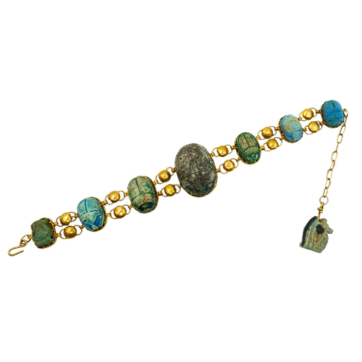 18K Gold Bracelet  Ancient Egyptian Scarabs