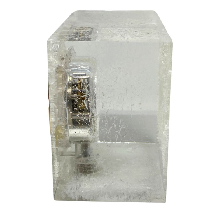 1950s Cartier Yellow Gold and Lucite Pair of Desk Clocks Lecoultre Movement