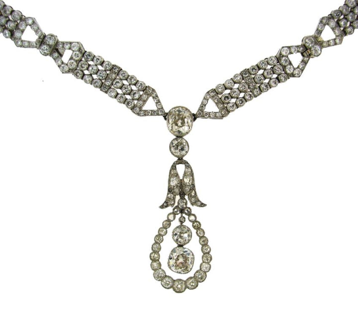French Art Deco Diamond Platinum Necklace Bracelets Choker Interchangeable
