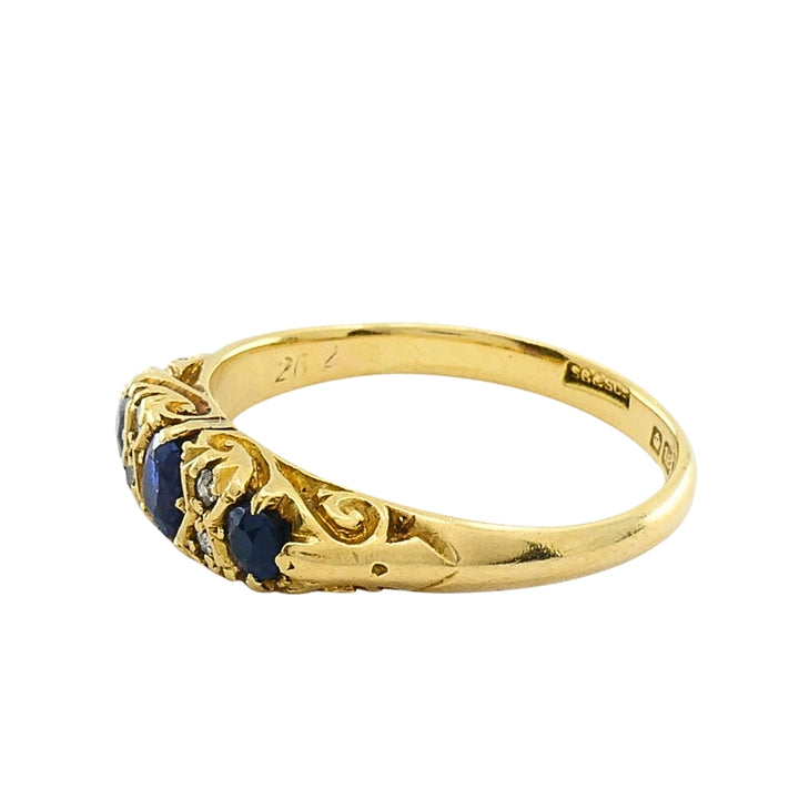Antique Victorian 18K Gold Sapphire Diamond Ring