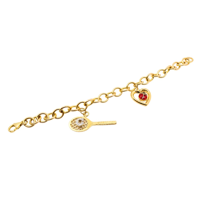 14k Gold Link Charm Bracelet Vintage Jewelry