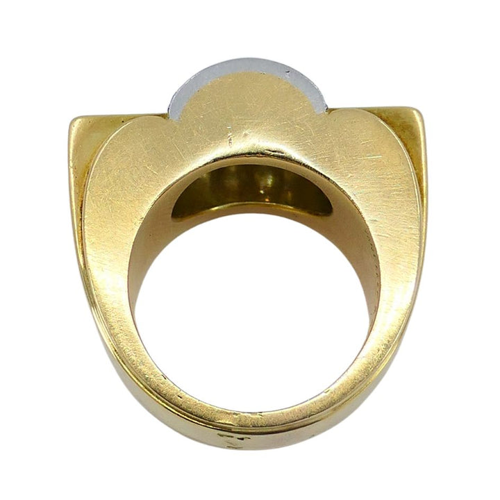 Retro Van Cleef & Arpels 18k Two-tone Gold Diamond Tank Ring