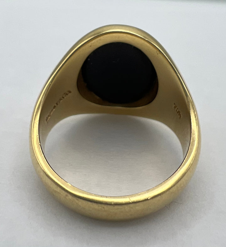 Tiffany & Co. Onyx Gold Signet Ring 18k, 1950-1960's