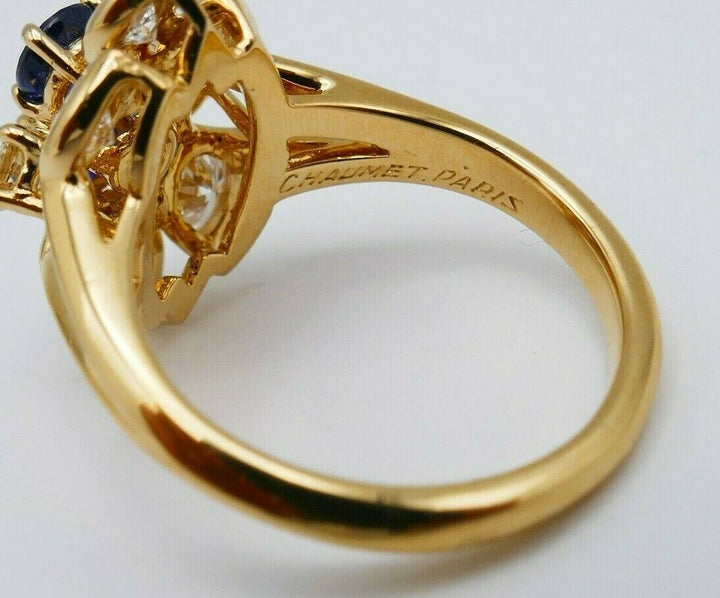 Chaumet Vintage Diamond Sapphire Yellow Gold Ring