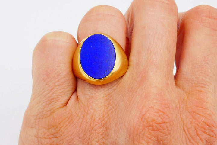 Cartier Vintage Lapis Lazuli Yellow Gold Signet Ring