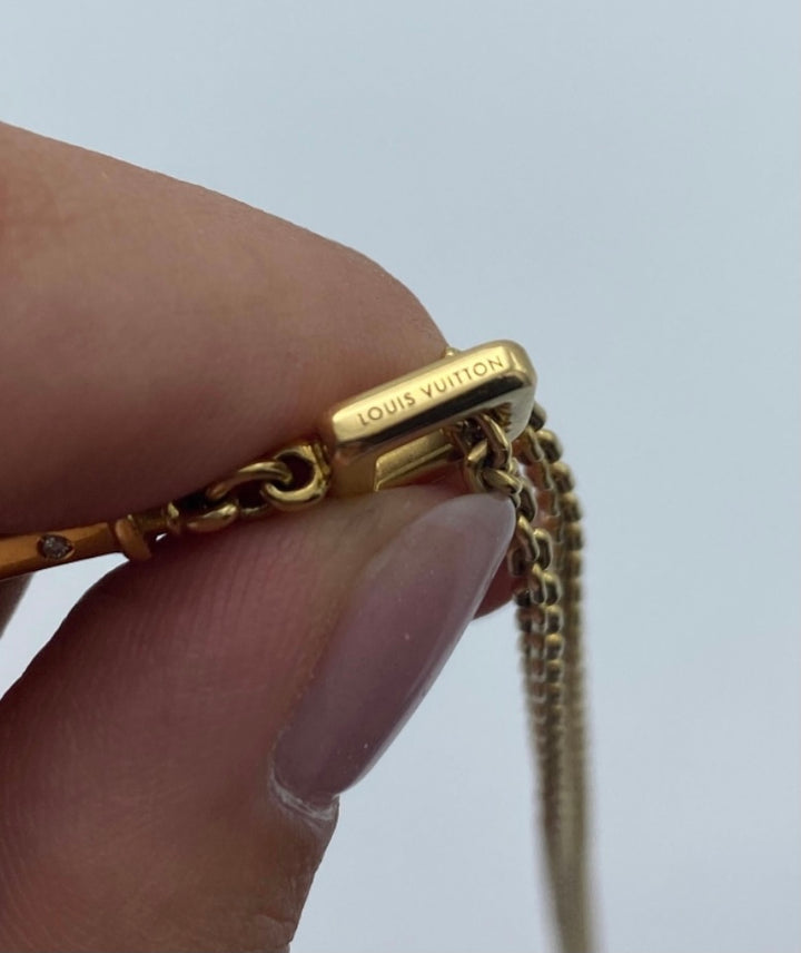 1990's Louis Vuitton Yellow Gold and Diamond Eiffel Tower Chain Necklace