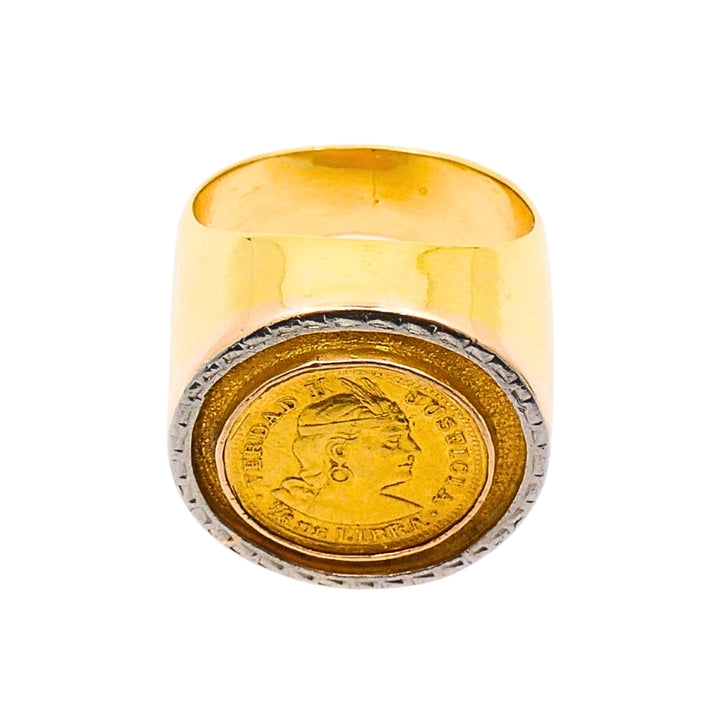 Vintage 18k Gold "Verdad I Justicia" Coin Ring
