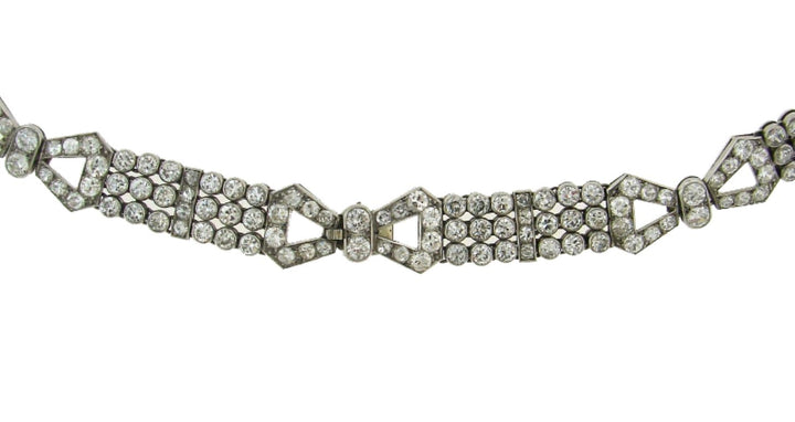 French Art Deco Diamond Platinum Necklace Bracelets Choker Interchangeable