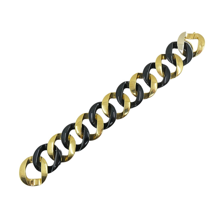 Verdura 18k Gold  Black Jade Curb Link Bracelet