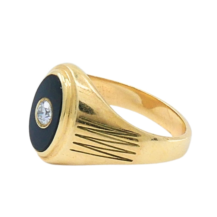 Vintage Onyx Diamond 14k Gold Signet Ring
