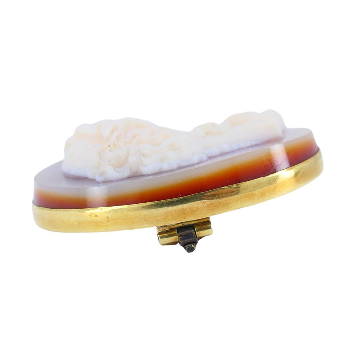 Antique 14K Gold Hardstone Agate Cameo Brooch