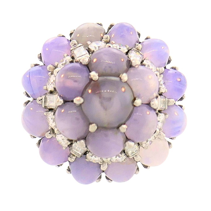 Vintage Oscar Heyman Star Sapphire Diamond Cluster Platinum Ring