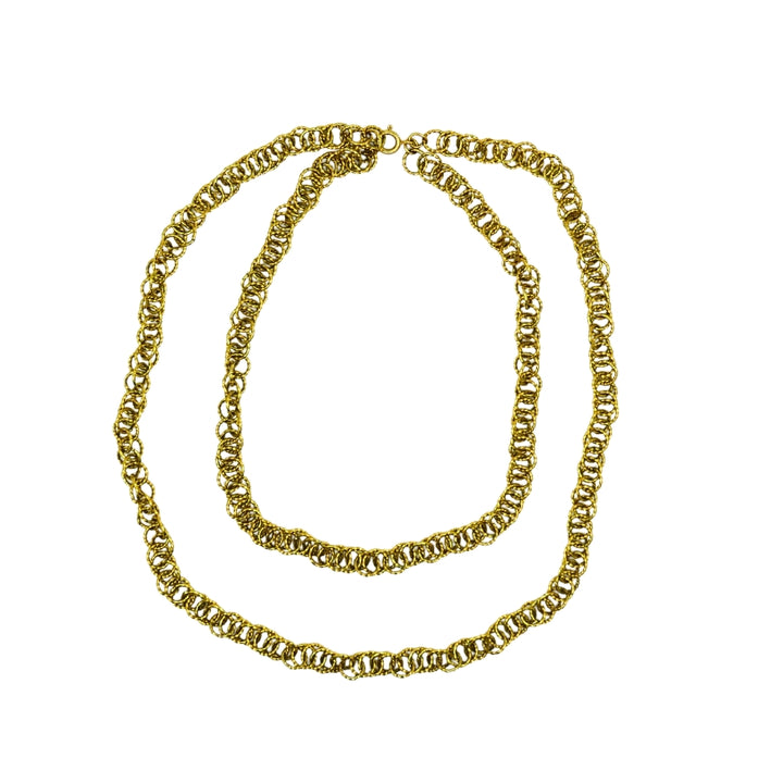 18k Gold Twisted Link Chain Necklace French Jewelry