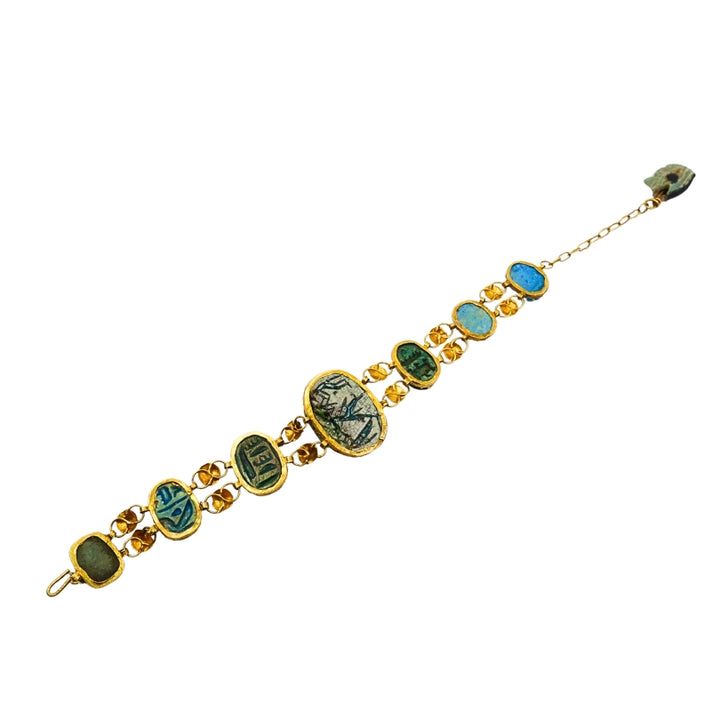18K Gold Bracelet  Ancient Egyptian Scarabs