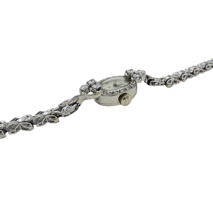 Hamilton Watch Retro Ladies Wristwatch Diamond 14k White Gold