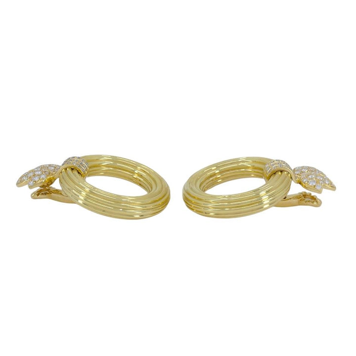 1994 Cartier 18k Gold Diamond Doorknocker Clip Earrings