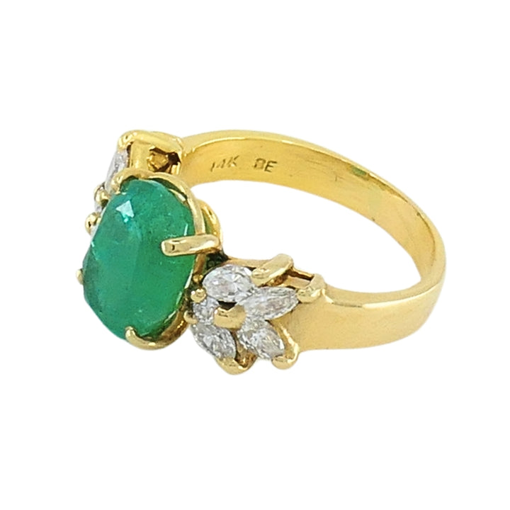 Vintage Emerald 14k Gold Diamond Ring