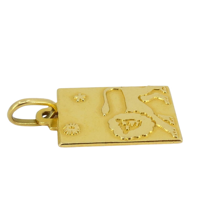 Leo Lion 18k Gold Charm Vintage Pendant