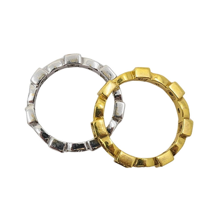 Pair of Eternity Rings White and Yellow Gold Diamond