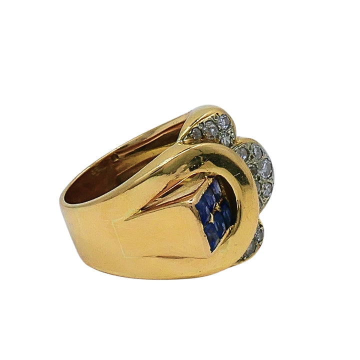Vintage 18k Gold Sapphire Diamond Ring