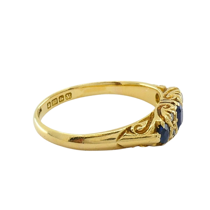 Antique Victorian 18K Gold Sapphire Diamond Ring