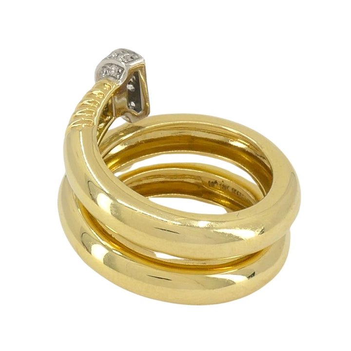 David Webb 18k Gold Platinum Diamond Nail Ring