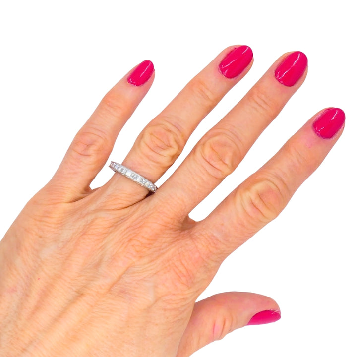 Michael Beaudry Princess Cut Diamond Eternity Band Platinum Size 6.5 Wedding Ring