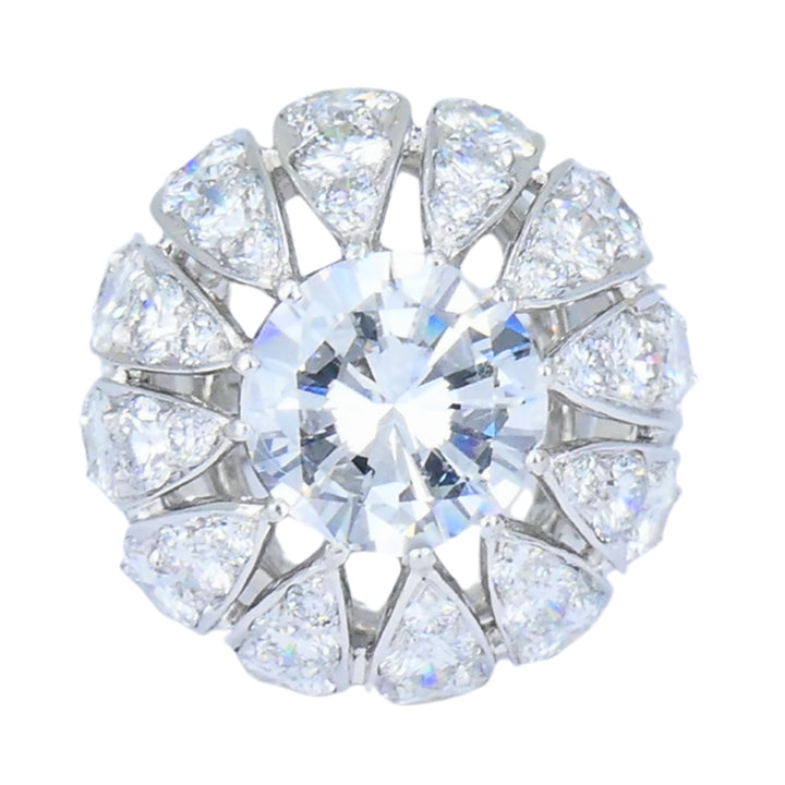 Vintage 1950s Platinum Diamond Bombe Cocktail Ring Circa 1950s Estate Jewelry