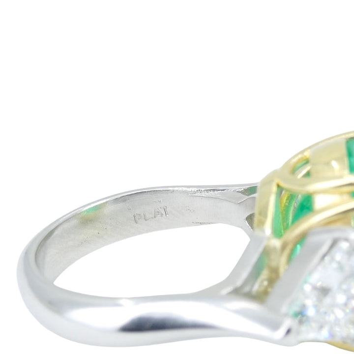 Natural 8ct. Emerald Diamond Ring 18k Gold Platinum