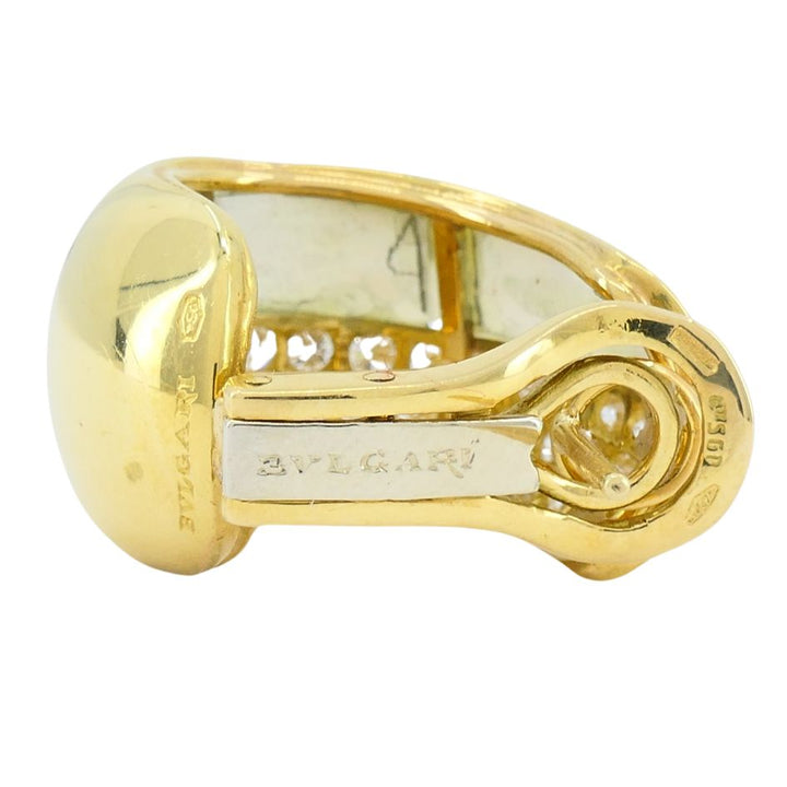 Vintage Bvlgari 18k Gold Diamond Mother of Pearl Hoop Earrings