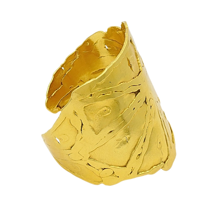 Jean Mahie 22k Gold Wide Cuff Bracelet