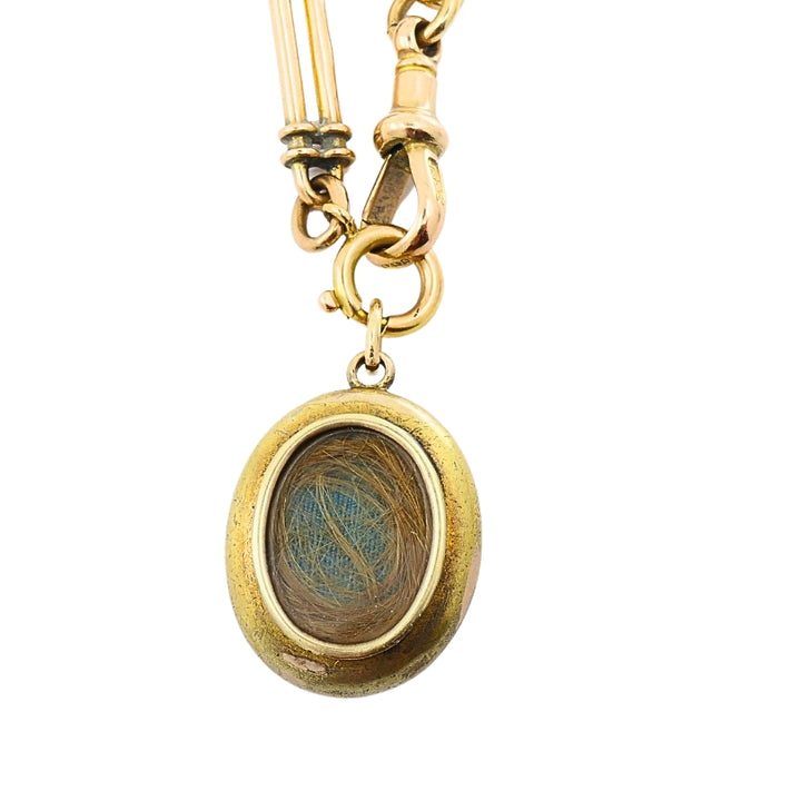 Antique 9k Gold Necklace Toggle Turquoise Locket