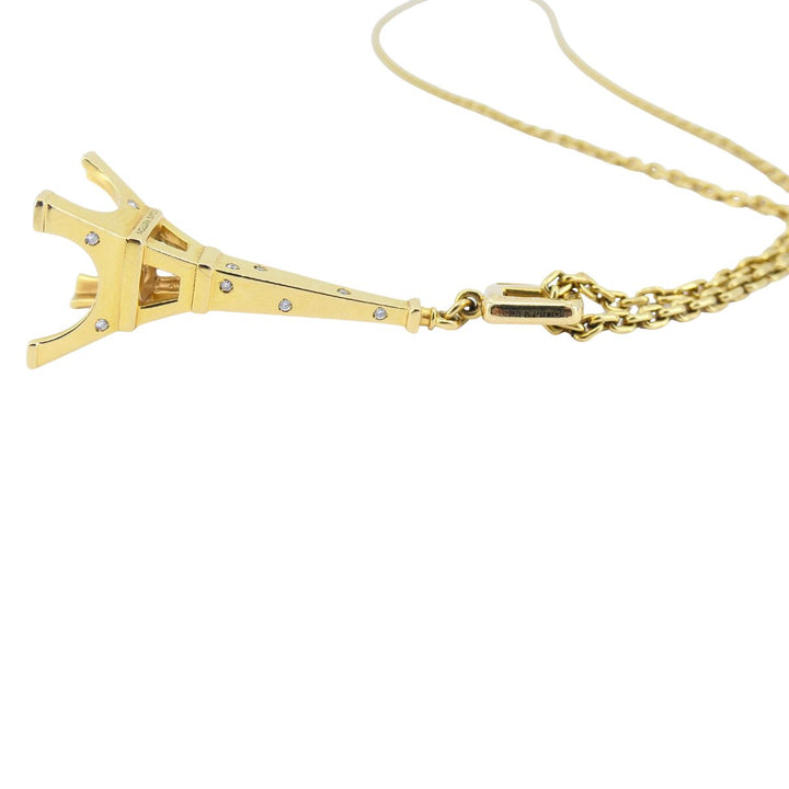 Louis Vuitton 18k Gold Diamond Eiffel Tower French Pendant Necklace