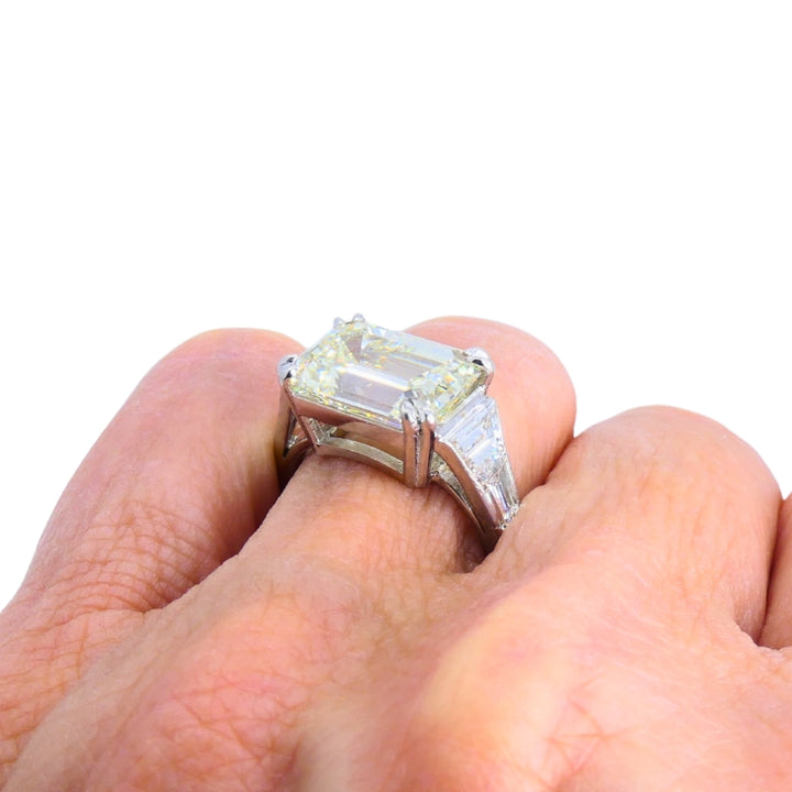 Vintage Platinum Engagement Ring Emerald Cut Diamond 6.28cts Estate Jewelry