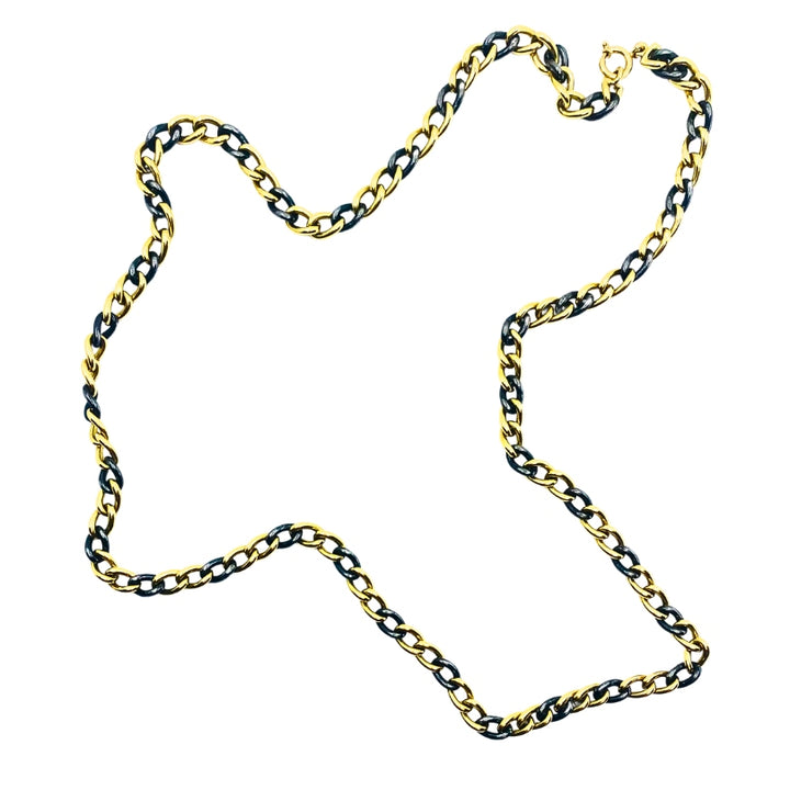 18k Gold Gunmetal Curb Link Chain Necklace