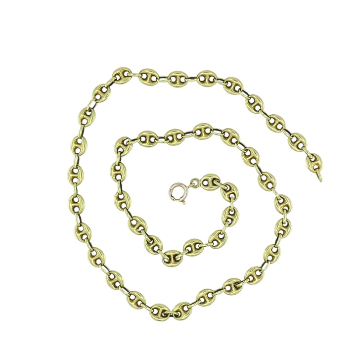 14k Gold Mariner Link Chain Necklace Vintage Jewelry