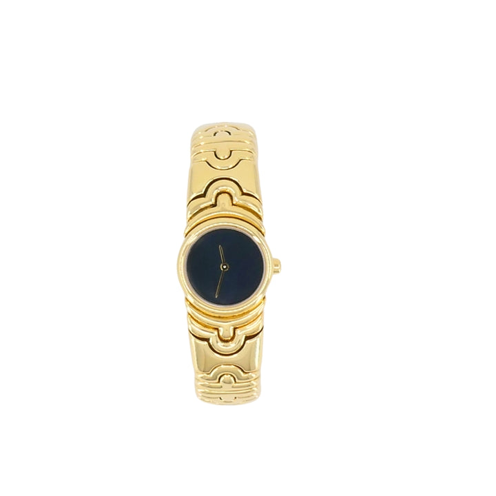Bvlgari Bulgari Parentesi Watch BJ 01 18k Gold Black Dial Original Pouch