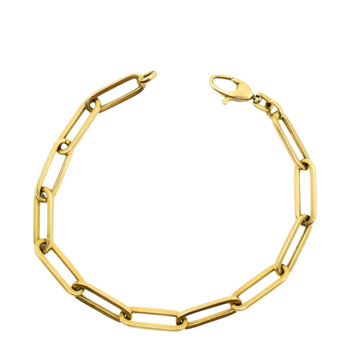 1970s Vintage Chain Bracelet 14k Gold Rectangular Links