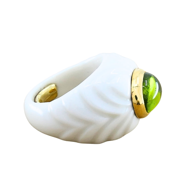 Bvlgari Bulgari Chandra Ring Porcelain Peridot 18k Gold