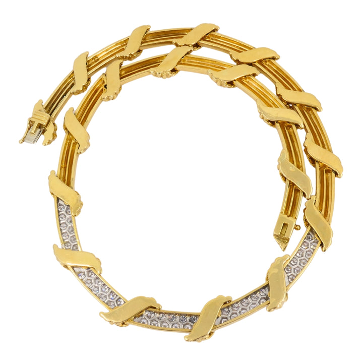 Tiffany & Co. 18k Gold Diamond Collar Necklace Rope Design