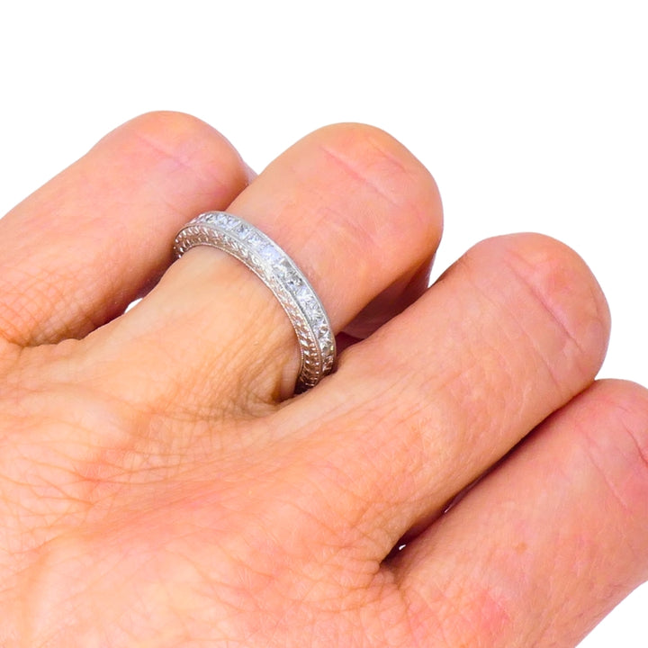 Michael Beaudry Princess Cut Diamond Eternity Band Platinum Size 6 Wedding Ring