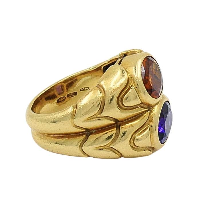 Bvlgari Doppio Ring Citrine & Amethyst 18k Gold