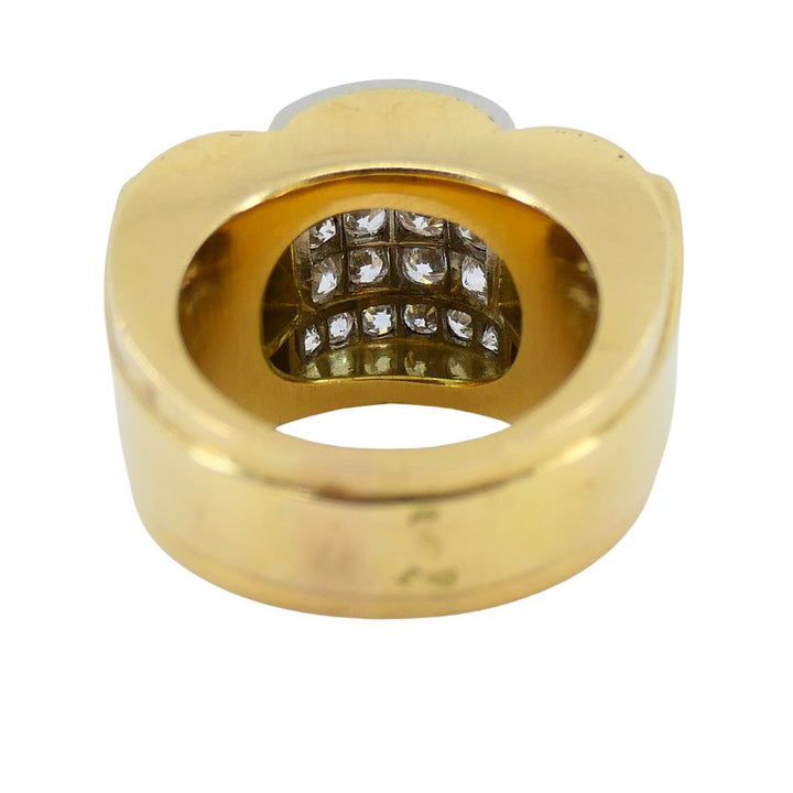 Retro Van Cleef & Arpels 18k Two-tone Gold Diamond Tank Ring